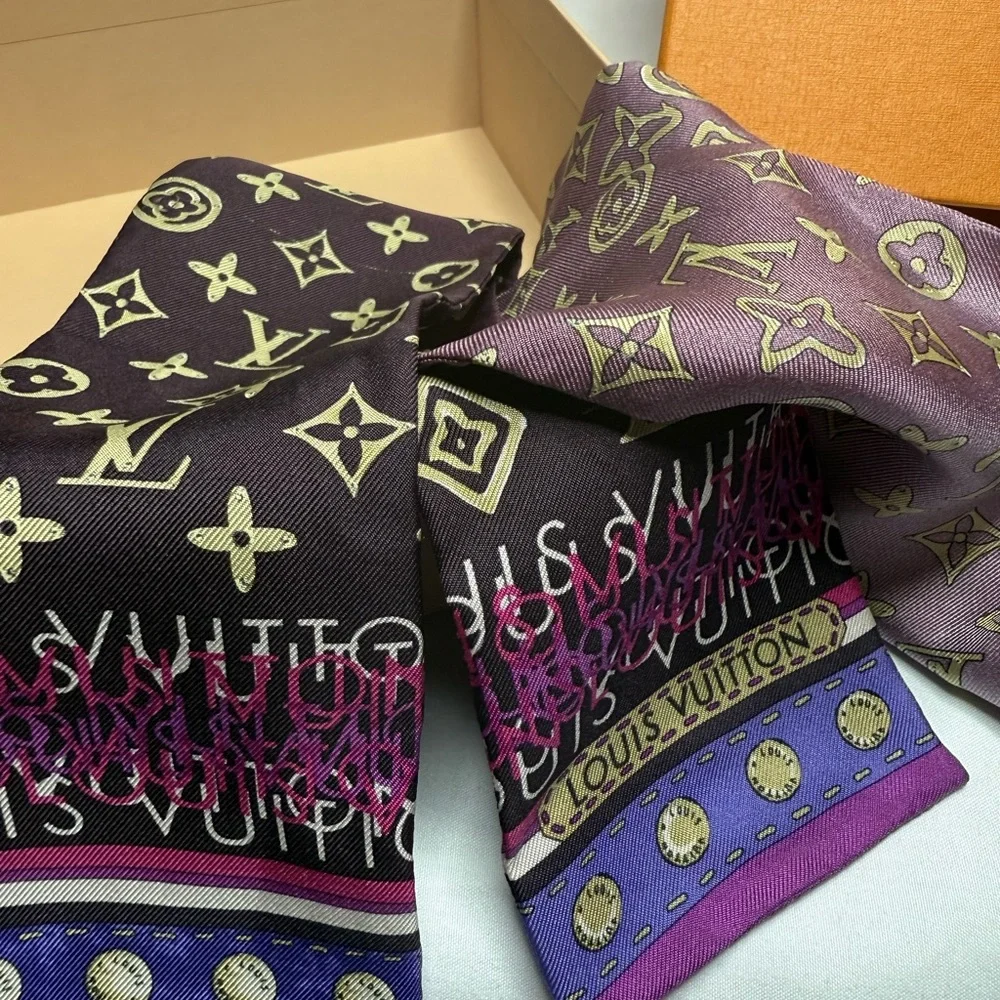 Louis Vuitton Purple Gradient Fade Silk Scarf “Twilly” - Picture 5 of 5